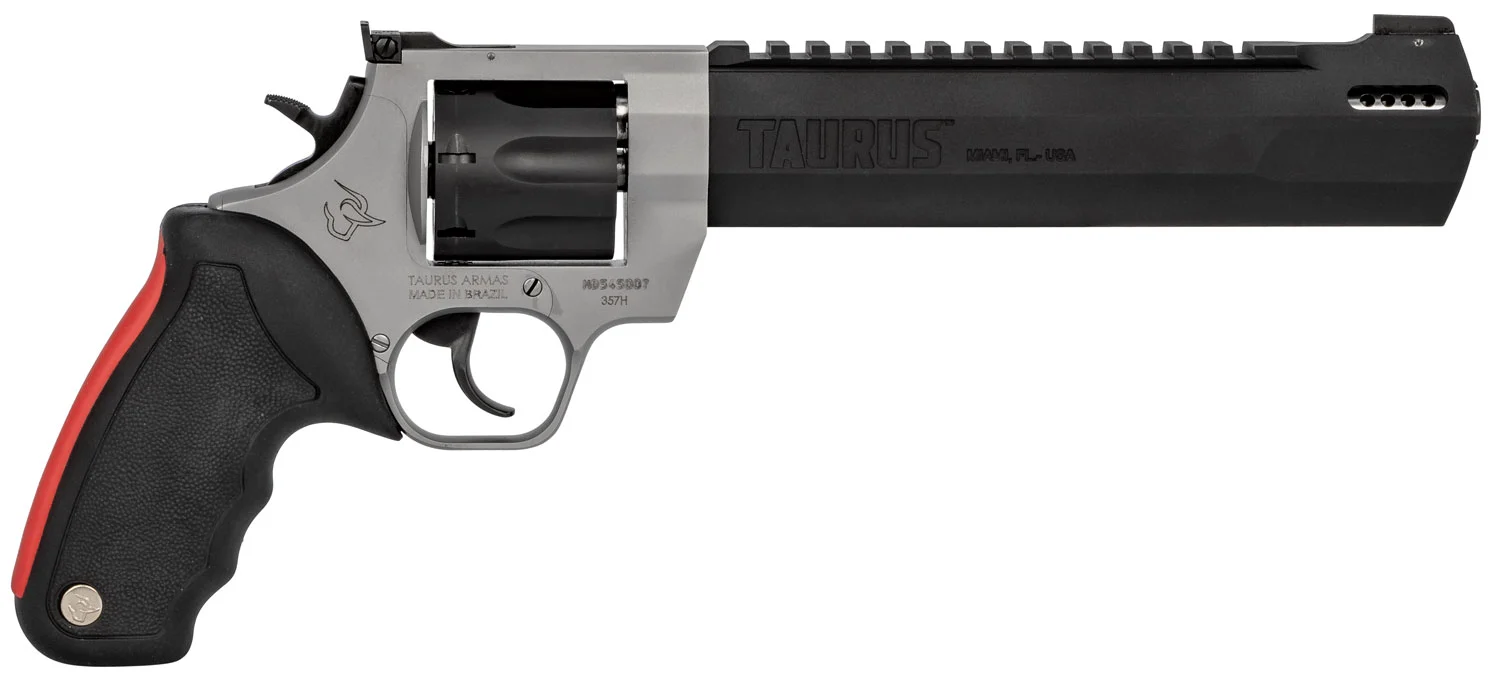 Taurus 2357085RH Raging Hunter 357 Mag 7rd 8.38" Matte Black Oxide Cylinder & Barrel Matte Stainless Steel Frame Black Rubber with Integrated Red Cushion Insert Grip