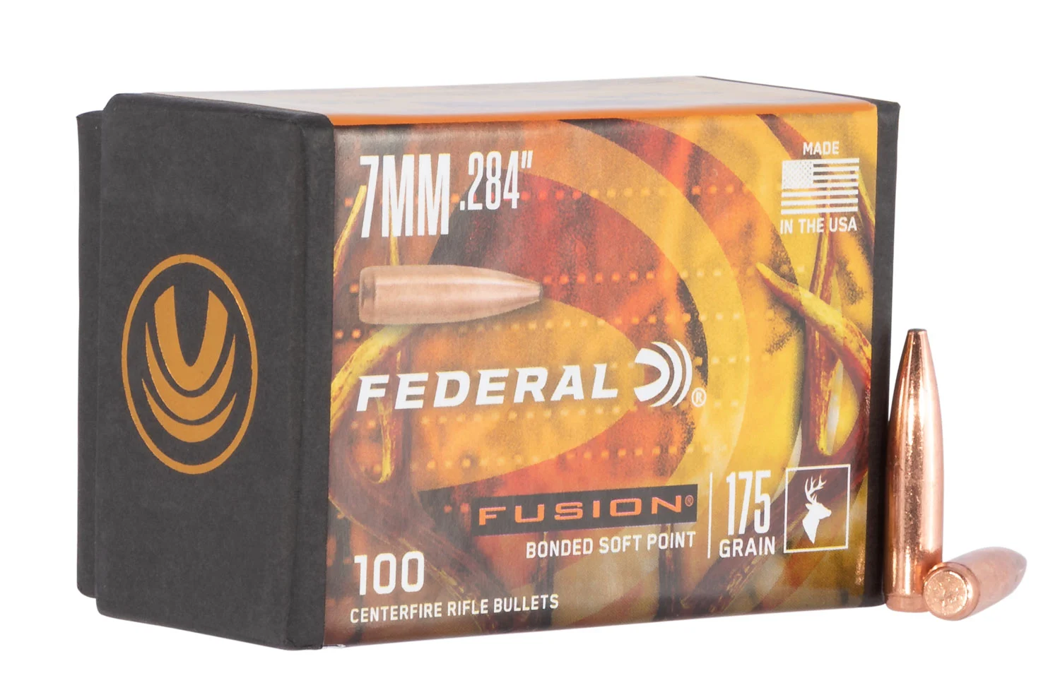 Federal FB284F4 Fusion Component 7mm .284 175 gr Fusion Soft Point 100 Per Box/ 4 Case