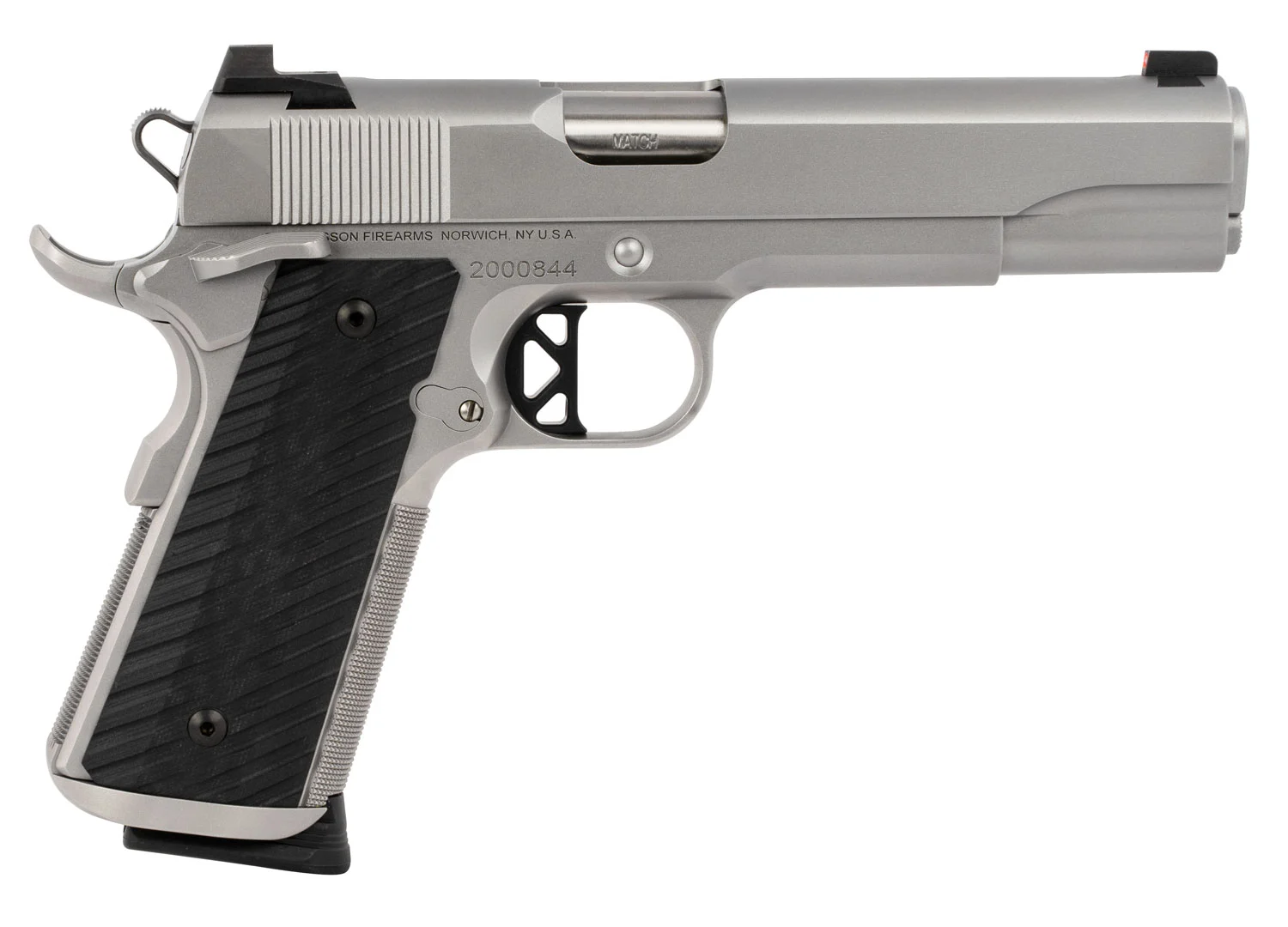 Dan Wesson 01824 Valor 45 ACP 8+1 5" Stainless Steel Barrel, Bead Blasted Serrated Stainless Steel Slide & Frame w/Beavertail & Picatinny Rail, Black G10 Grip, Ambidextrous