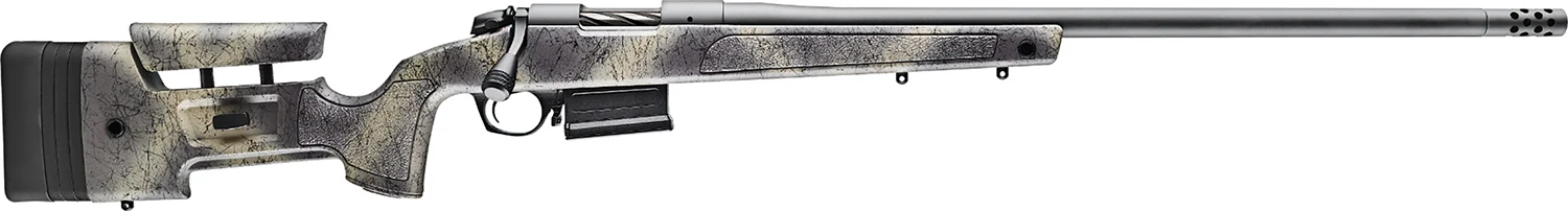 Bergara Rifles B14S382 B-14 Wilderness HMR 6.5 Creedmoor 5+1 24" Threaded, Sniper Gray Cerakote Barrel/Rec, Adj. SoftTouch Woodland Camo Stock with Mini-Chassis, Omni Muzzle Brake