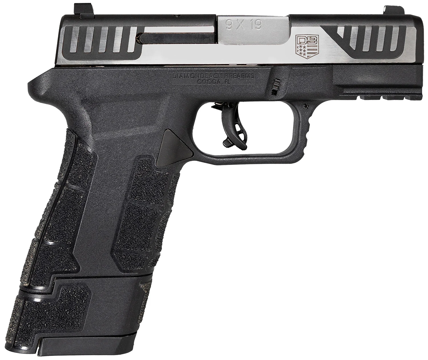 Diamondback DB0300P031 AM2 Sub-Compact Frame 9mm Luger 17+1, 3.50" Stainless Steel Barrel, Serrated Stainless Steel Slide, Black Polymer Frame w/Picatinny Rail & Polymer Grip