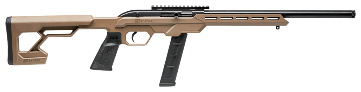 Savage Arms 45125 64 Precision Full Size 22 LR 20+1 16.50" Matte Black Heavy Threaded Barrel, Matte Black Picatinny Rail Carbon Steel Receiver, M-LOK Handguard, Flat Dark Earth Chassis Synthetic Stock