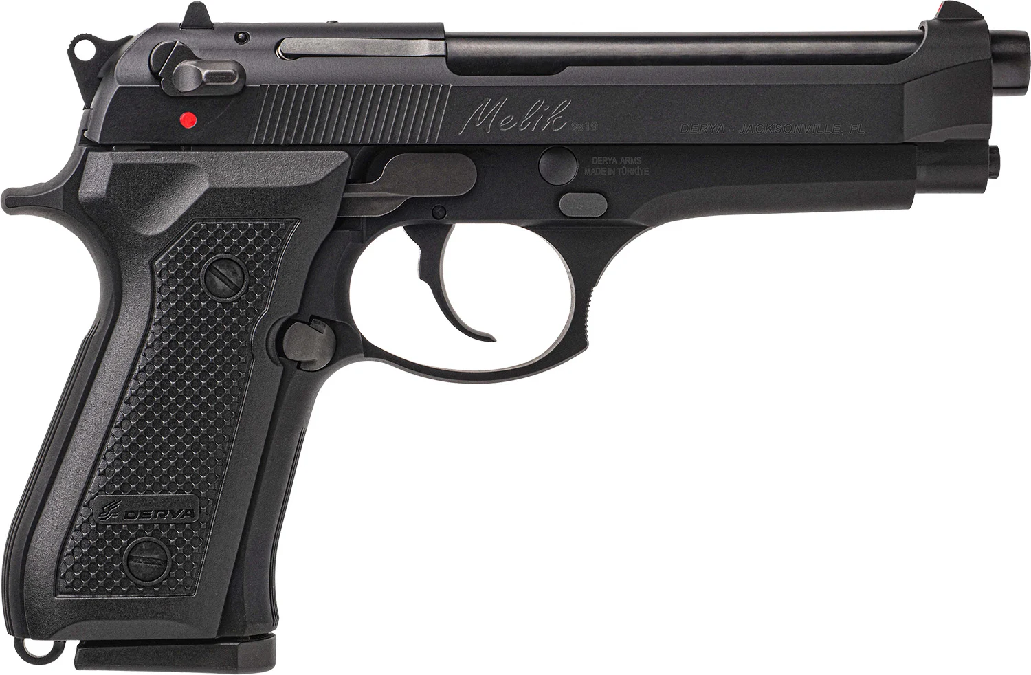 Derya Firearms MELIK9TR Melik 9mm Luger 17+1 4.90" Black Melonite Steel Barrel, Black Melonite Serrated Steel Slide, Black Aluminum Frame, Black Polymer Grip