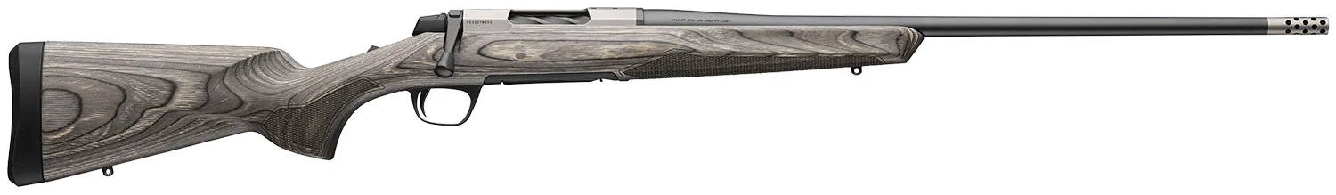 Browning 036092294 X-Bolt 2 Hunter Full Size 6.5 PRC 3+1 24" Matte Blued Threaded Sporter Barrel, Drilled & Tapped Stainless Steel Receiver, Fixed Gray Laminate Stock, Radial Muzzle Brake
