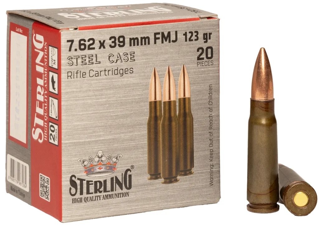 Sterling 8698779967284   7.62x39mm 123gr Full Metal Jacket 20 Per Box/50 Case