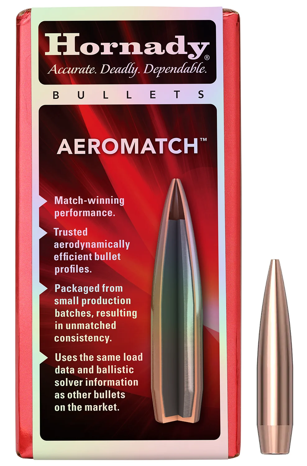 Hornady 30719 Aeromatch 30Cal 175gr Hollow Point Boat Tail 100 Per Box/15 Case