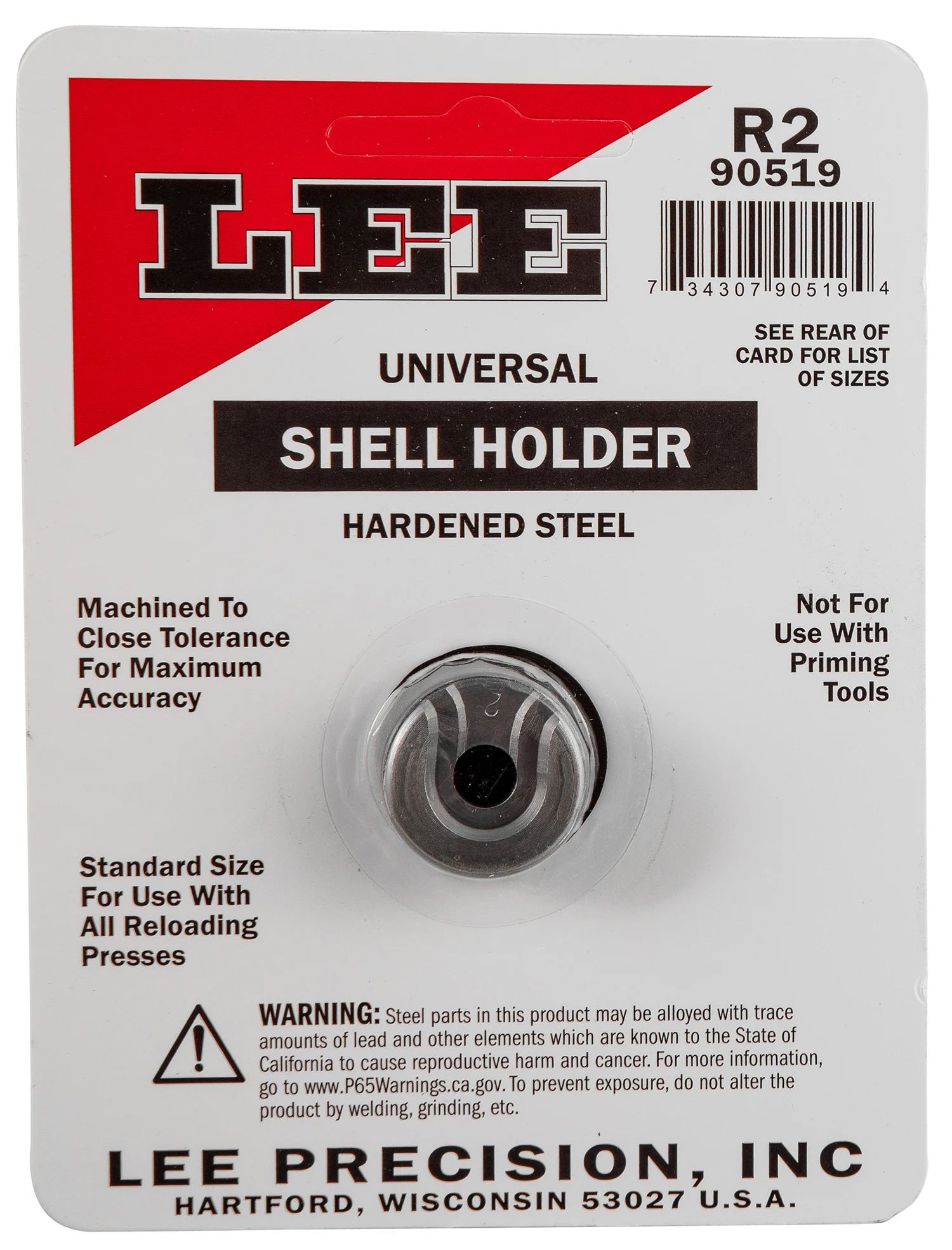 Lee Precision 90519 Shell Holder Universal #2R 25/06 / 7mm08 / 8x57 Mauser / 45 ACP
