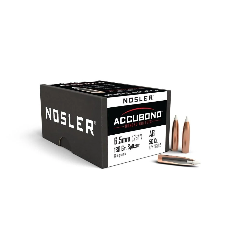 Nosler AccuBond Rifle Bullets 6.5mm .264" 130 gr SBT-ACB 50/ct
