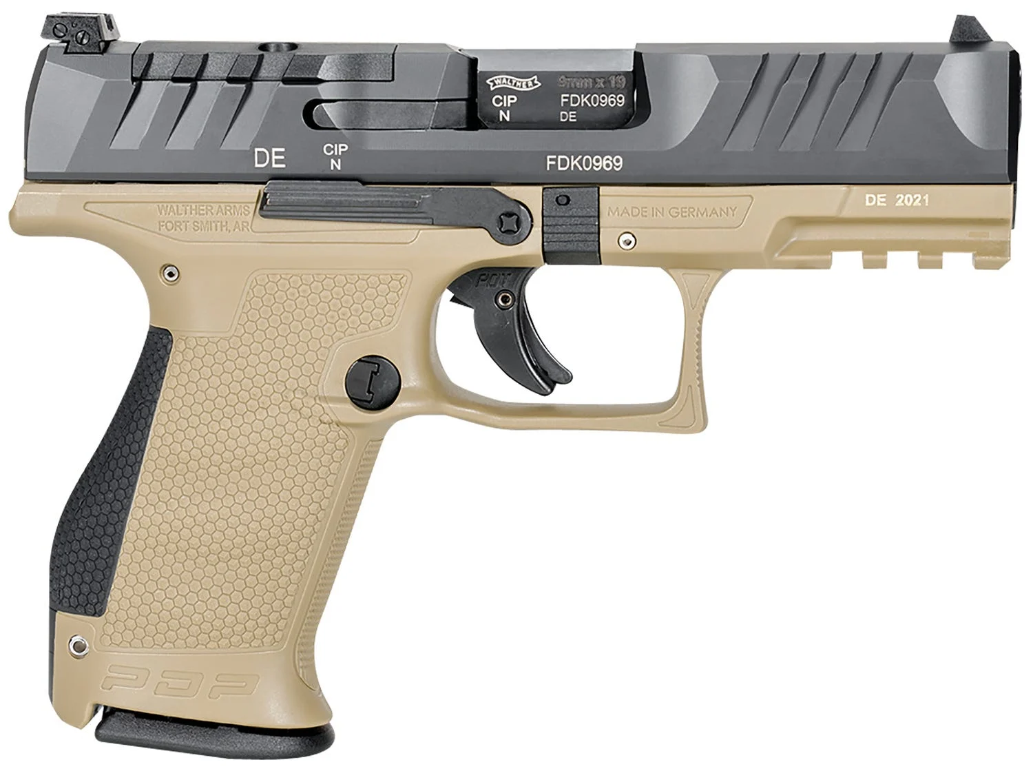 WALTHER PDP 9MM CMPCT 4" PSTL TAN/BLK 2-15RD MAGS