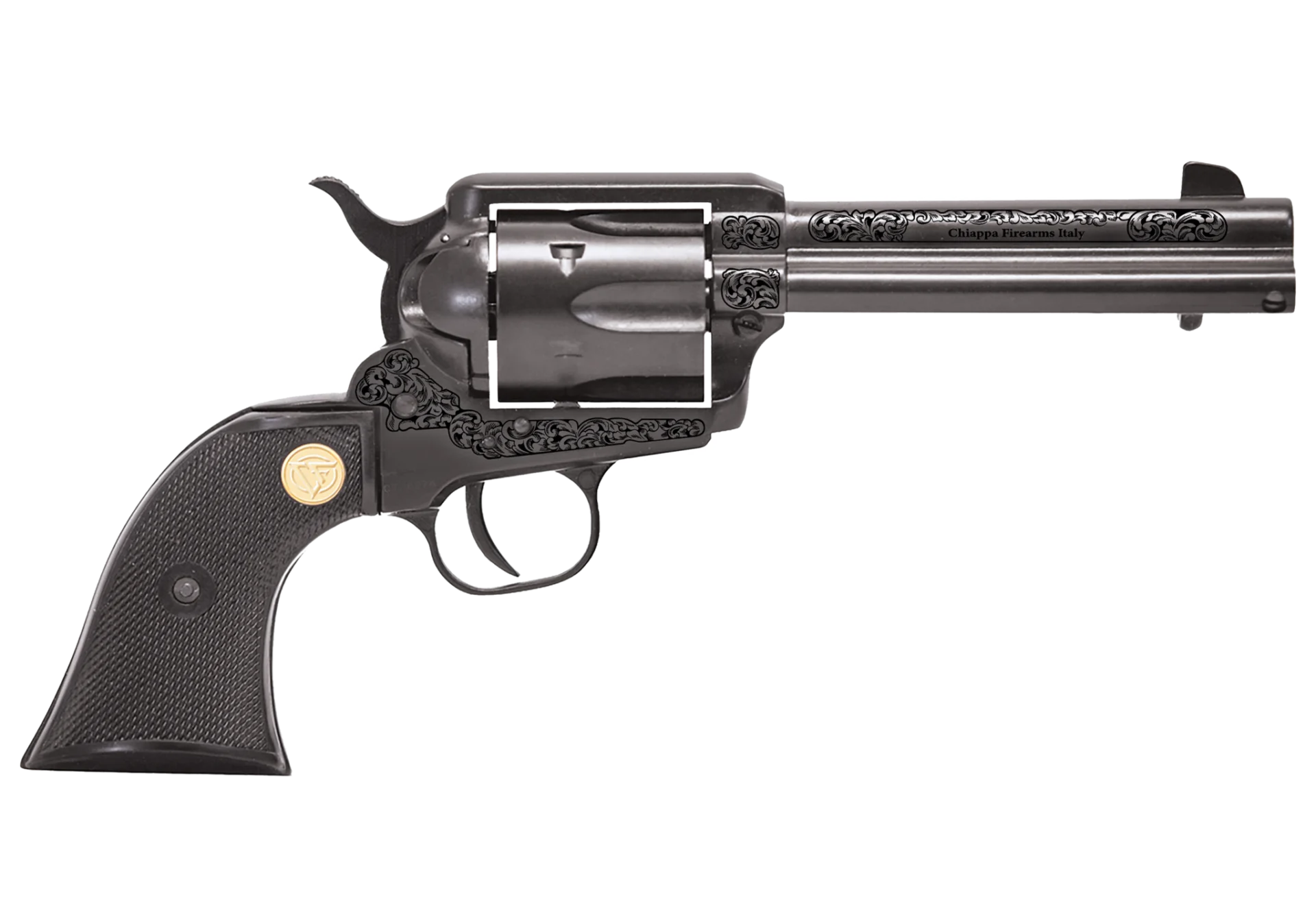 CHIAPPA 1873 REVOLVER SAA 22LR PISTOL BLACK 4.75" ENGRAVED FRAME - Custom Creatives Group