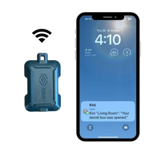 “Kinisium Wireless Motion Sensor with Real-Time SMS Alerts – Front View” “Wireless Motion Detector Installed in Home Entrance” “Compact Smart Sensor for Home and Business Security” “Kinisium Motion Sensor Sending Instant SMS Notification”